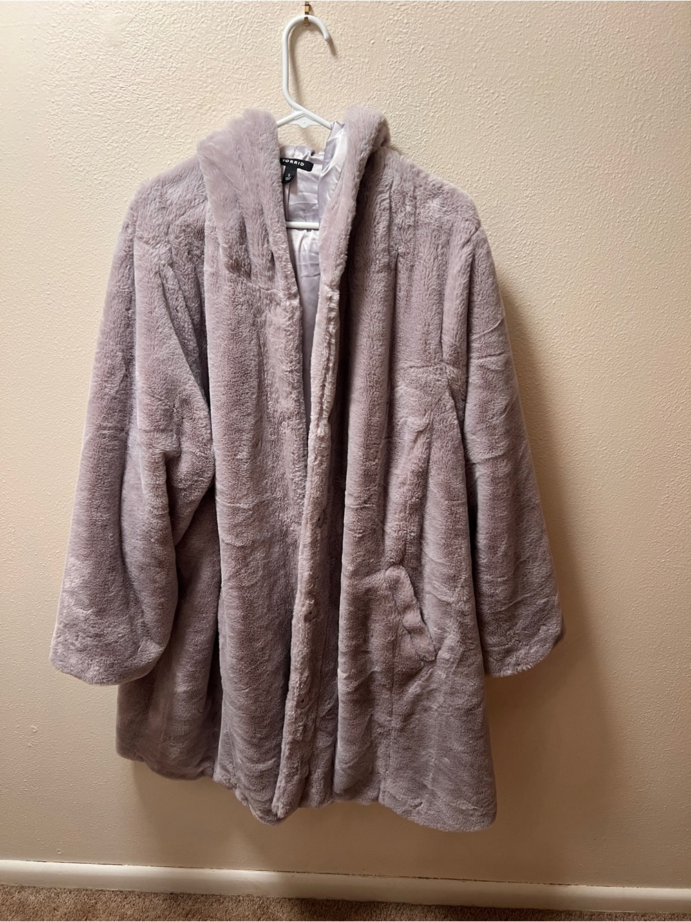 torrid Plush Hooded Teddy Jacket in Light Mauve
